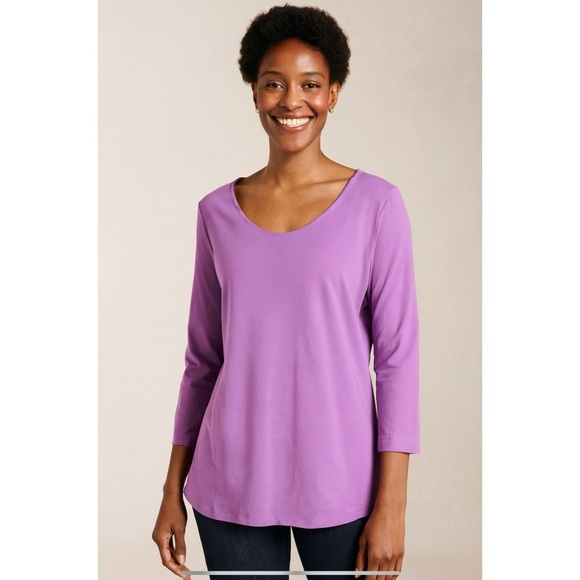 LBH TOP 3/4 SLEEVE NYLON SPANDEX LIGHTWEIGHT CASUAL STRETCHY SLEEK VERSATILE XL - Picture 1 of 11